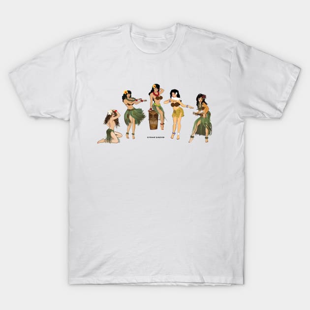 Hula Girls Chilling Dancing the Hula wht T-Shirt by PauHanaDesign